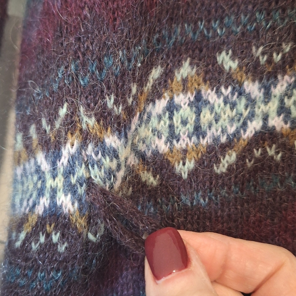 H&M Mohair Blend LOGG Open Front Cardigan Fair Isle Aztec Sz Medium Multicolor - Picture 10 of 10